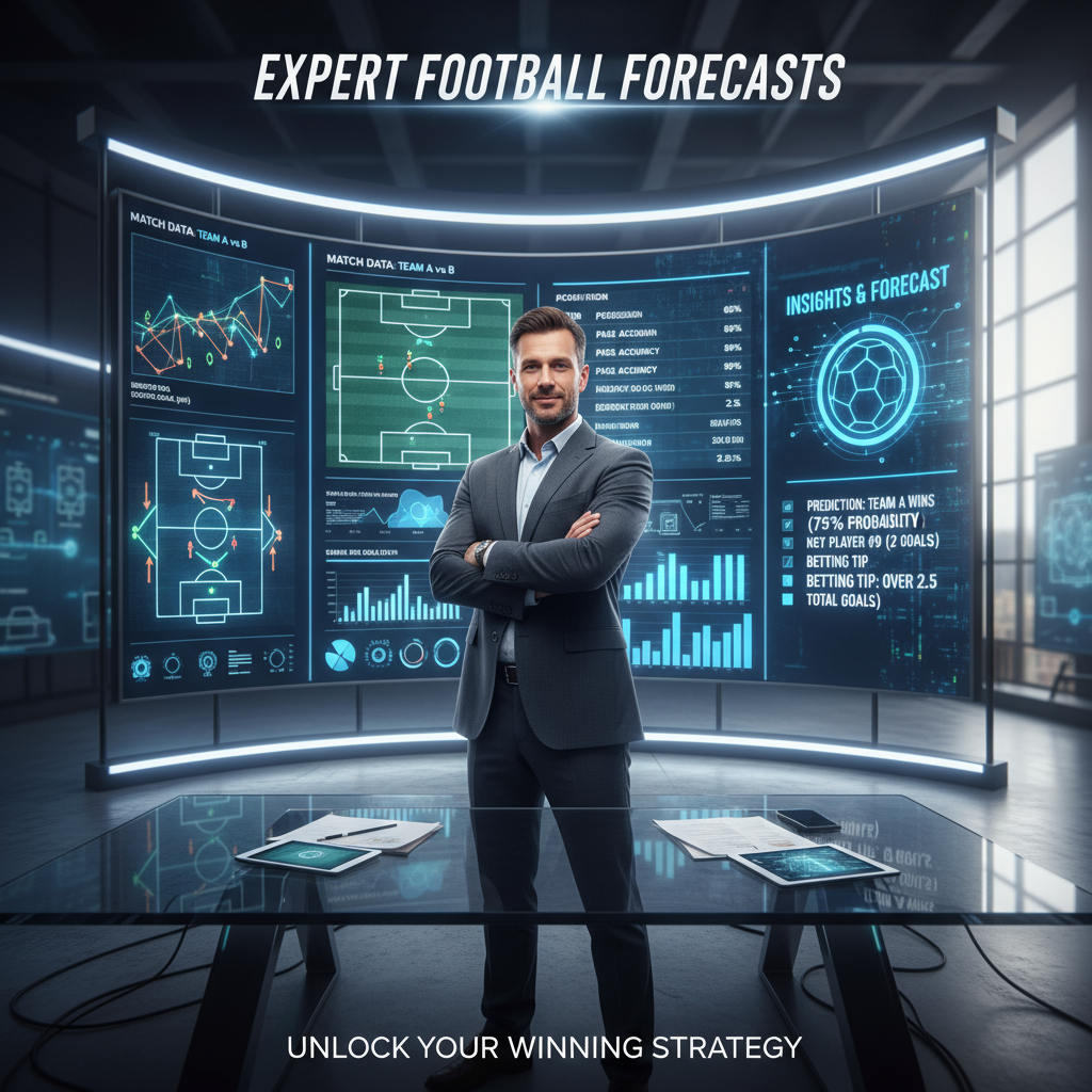 图片ALT文本：自信的体育分析师在现代高科技工作室内，利用多块数字屏幕详细查看足球比赛统计数据，背景有战术图表和数据可视化，展现专业足球预测分析的动态氛围，突出独家今日足球推荐分析预测秘诀的权威与可信度。