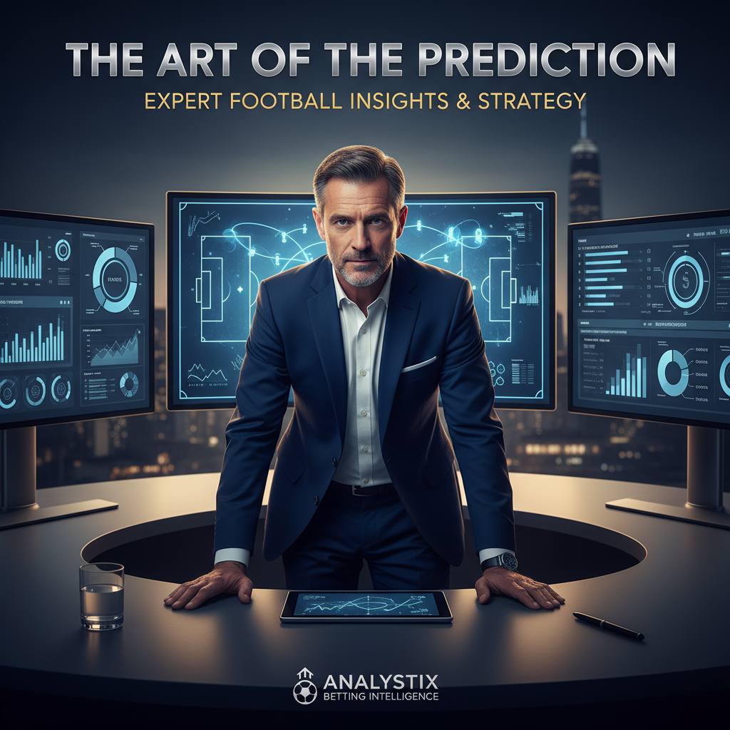 图片ALT文本：一位自信的足球分析师在多屏幕前仔细研究详细的比赛数据，屏幕上展示图表、球队统计和战术示意图，营造专业且可信赖的足球竞彩策略分析氛围。