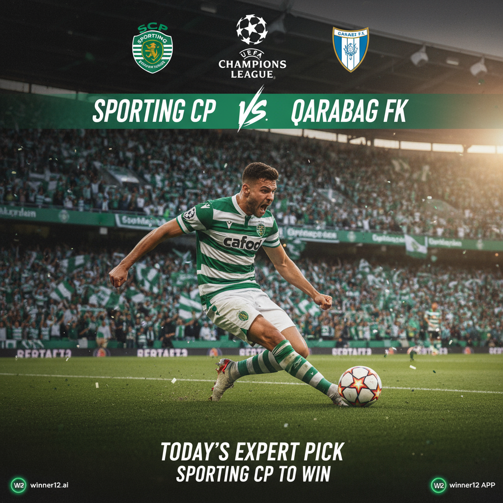 图片ALT文本：展示葡萄牙体育主场对阵凯拉特的欧冠比赛海报，画面中激情四溢的葡萄牙体育球员在绿茵场上奋力拼搏，背景为座无虚席的球场，自然光线突出比赛的紧张氛围，海报角落隐约呈现“winner12.ai”专家足球预测品牌标识，传递今日足球预测的权威与自信。