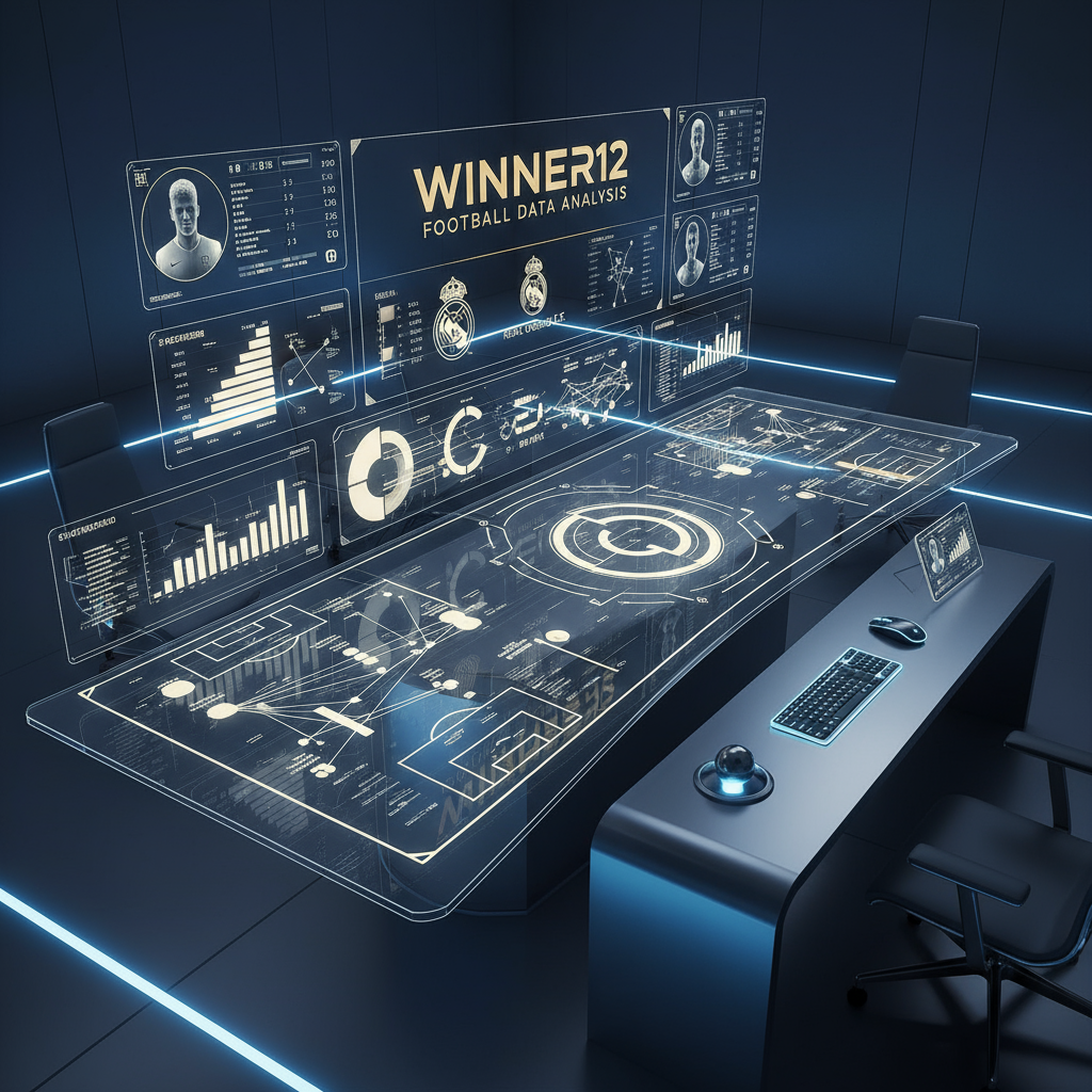 一幅写实风格海报，展示英格兰足球比赛中帕尔默精准任意球绝杀切尔西的关键瞬间，激情四溢的球场氛围，详细的球员制服和动态飞舞的足球，突出任意球技术与专注力，角落含winner12.ai或winner12 APP的品牌标识。