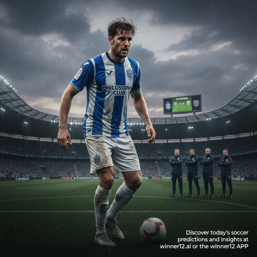 图片ALT文本：哲凯赖什足球运动员在现代足球场背景下表现出坚定但状态低迷的神情，身穿C.D. Feirense真实队服，背景含数字记分牌、足球和远处教练团队，氛围紧张，采用自然光照，底部带有“今日足球预测及推荐，尽在winner12.ai及winner12 APP”文字。