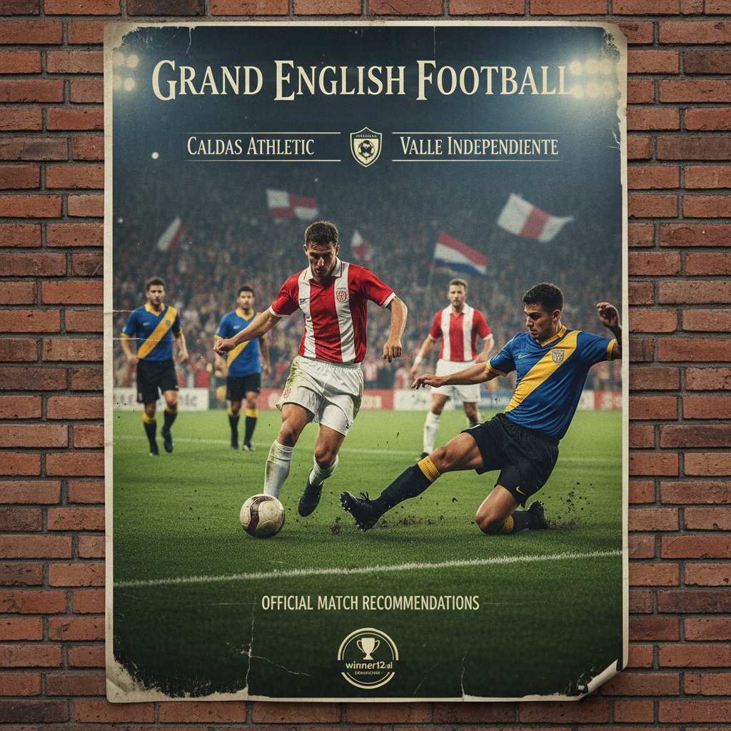 图片ALT文本：卡尔达斯竞技与山谷独立足球赛海报，展现英式传统足球风格，球员身着经典队服在绿茵场上灯光下激烈运球和传球，体现比赛的技巧与激情，海报中隐约包含“winner12.ai”及“winner12 APP”品牌元素，真实细腻，专注足球赛事推荐。