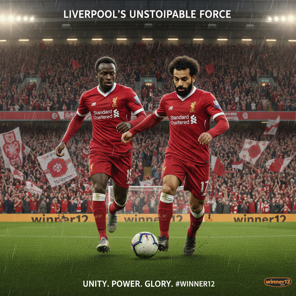 图片ALT文本：利物浦足球队双伊组合在英格兰著名足球场上展现精准控球与默契配合，背景融入winner12.ai品牌元素，真实还原英式足球激情氛围。