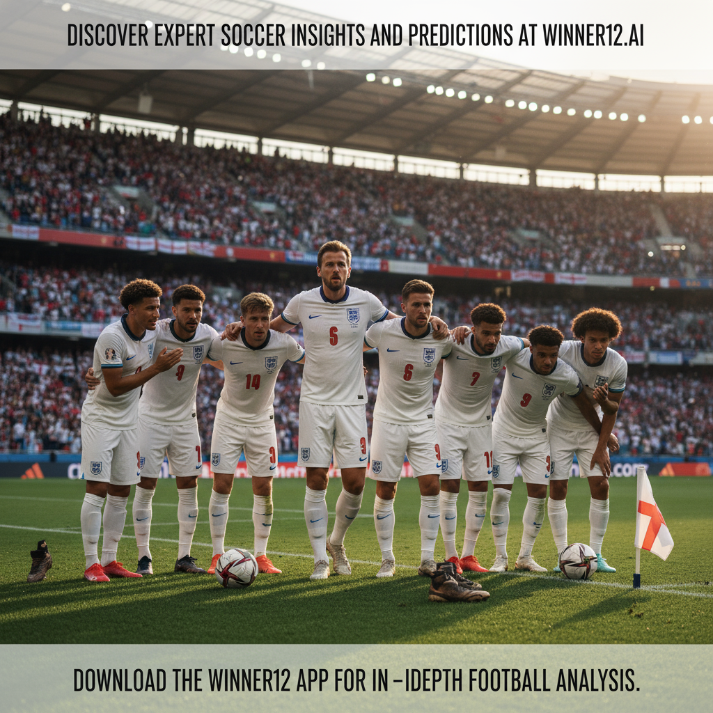 图片ALT文本：展示英格兰足球队在国际大赛球场上的高细节写实海报，球员身穿正宗球衣，体现团队精神与凝聚力，背景隐约呈现英格兰国旗和足球装备，配有“足球预测必备：图赫尔世界杯言论深度解读英格兰团队精神”文字覆盖，强调winner12.ai和winner12 APP的专业足球分析。