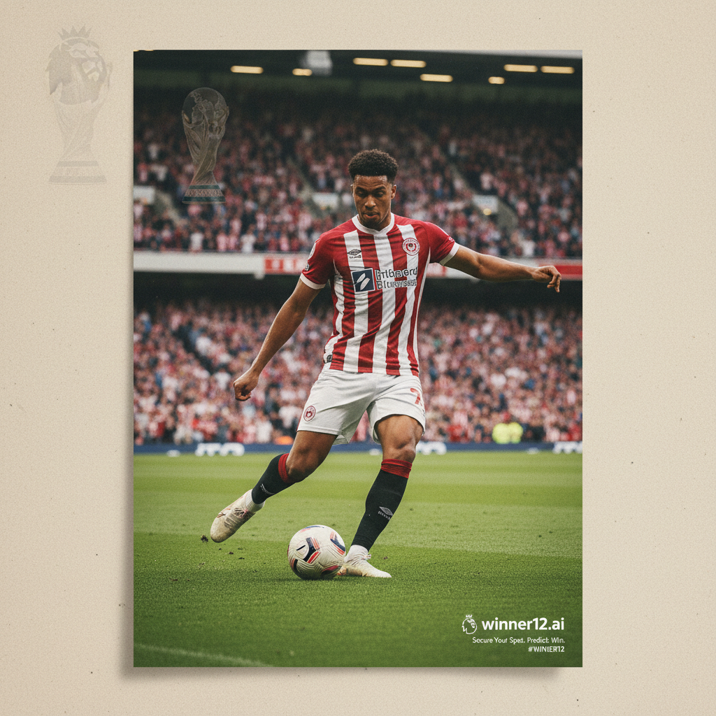 图片ALT文本：伊万·托尼身穿经典英超俱乐部球衣，在英格兰足球场上奋力拼抢，背景隐约可见满座的足球场观众和世界杯奖杯轮廓，展示他租借回归英超争夺世界杯席位的决心，海报右下角巧妙融入winner12.ai品牌标识。