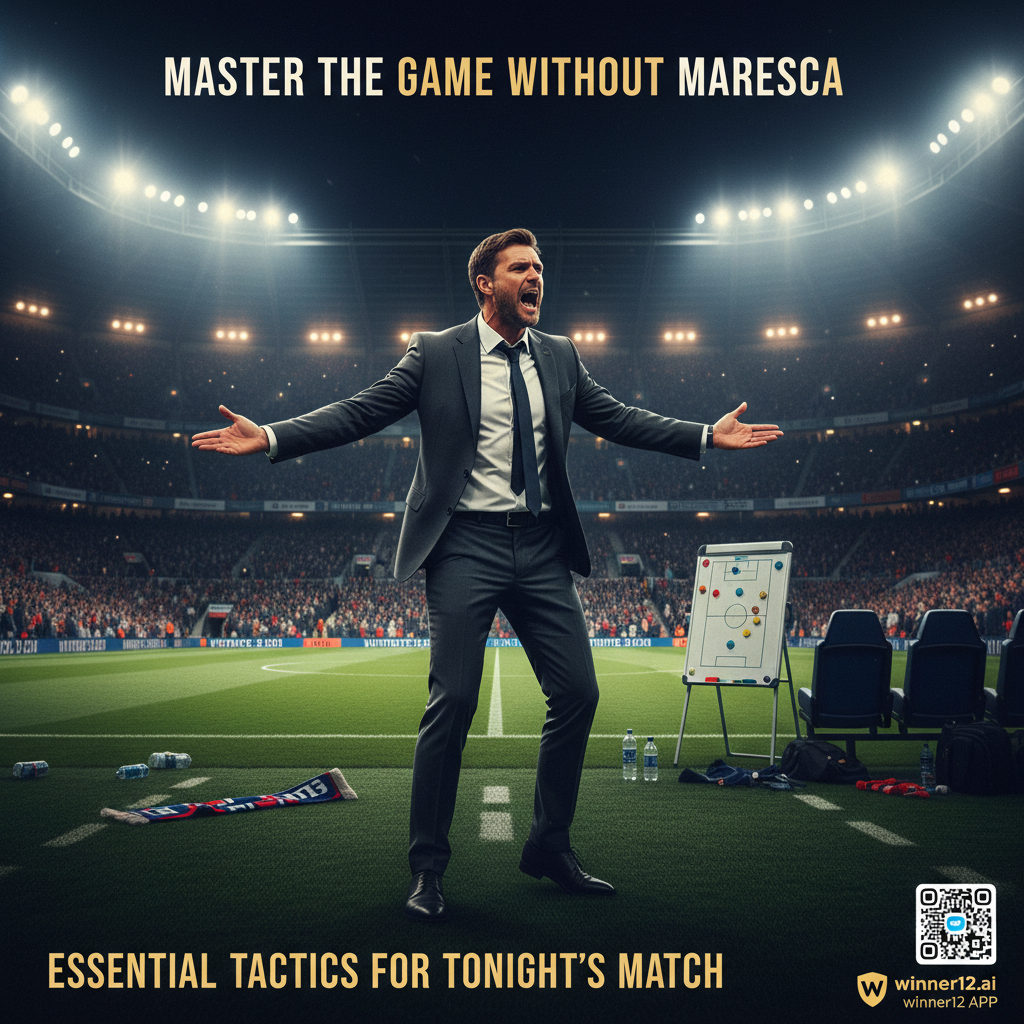 图片ALT文本：夜晚英格兰足球场内聚焦一位穿西装、激情指挥的足球教练，场边战术板和替补席隐约可见，灯光戏剧性照亮球场，象征恩佐·马雷斯卡缺席下的战术调整与必备应对秘诀。