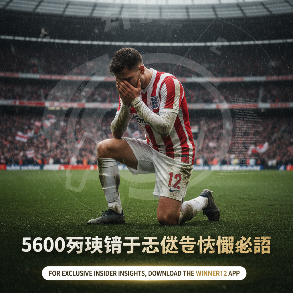 图片ALT文本：一幅写实风格海报，描绘一位年轻有才华的英格兰足球运动员在球场上深思与挣扎的瞬间，背景是座满员的标志性英格兰足球场，模糊的支持者挥舞着旗帜。画面巧妙融入象征5600万英镑高价转会的货币元素和转会合同图案，球员身穿经典英格兰俱乐部队服，无比分显示。海报底部有简洁专业的行动号召文字，推荐使用“winner12 AI”或“winner12 APP”平台获取独家内幕资讯，整体氛围戏剧性且内省，体现“5600万英镑天才迷失内幕必读”主题。