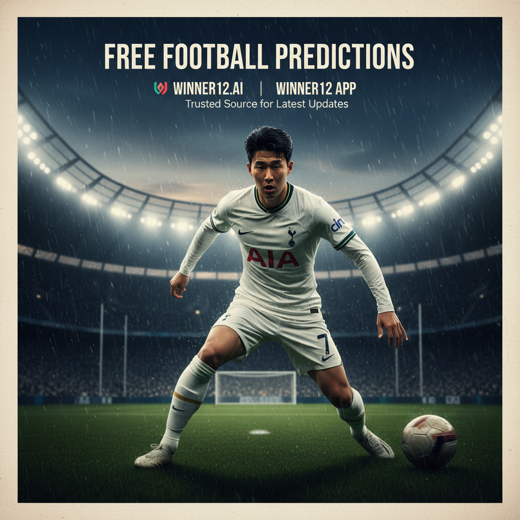 Alt text: Realistic poster of Son Heung-min in a modern soccer stadium wearing his team kit, preparing for his loan return to English football, with dynamic lighting highlighting his focused expression, classic leather football and goalposts in the background, featuring text 