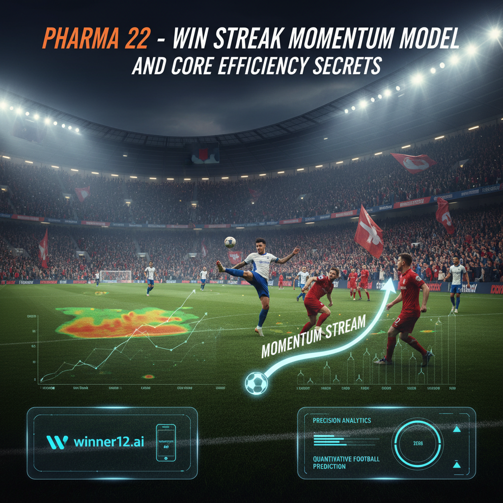 图片ALT文本：药厂22连胜惯性模型与核心效率秘诀主题海报，逼真英格兰足球场景，激情球迷与动态球员动作，融合战术热图和性能图表，展示先进数据分析，配有winner12.ai与winner12 APP现代数字界面元素，体现精准、高效的量化足球预测技术。