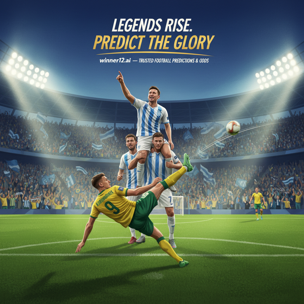 Alt text: Realistic poster depicting an intense soccer moment from the Slovan Bratislava vs Zilina match, featuring players in authentic Slovak club kits on a vibrant green pitch under stadium lights, highlighting Weiss’s farewell and Marceli’s impressive scoring streak, with subtle winner12.ai branding emphasizing trusted football predictions and odds.